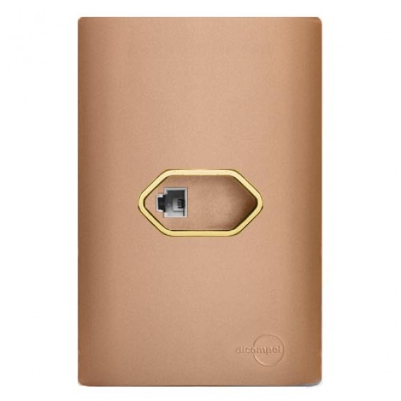 Conjunto RJ11 Telefone 4x2 - Novara Especiais Ouro Rose Gold